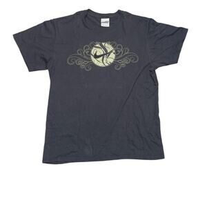 Nike Volleyball Tee - Black Tribal Scroll Graphic Cotton Shirt (Size L)
